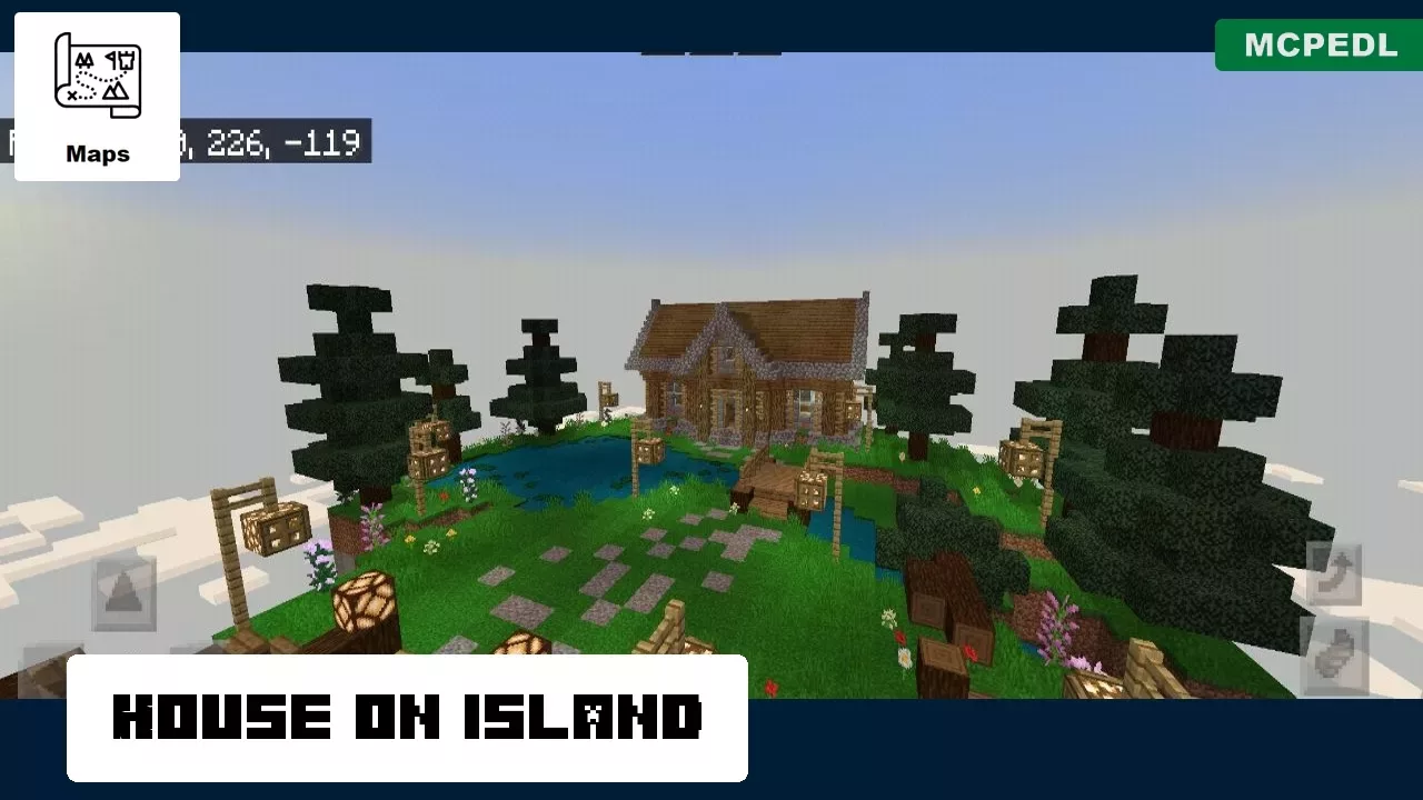 House from Island with Volcano Map for Minecraft PE