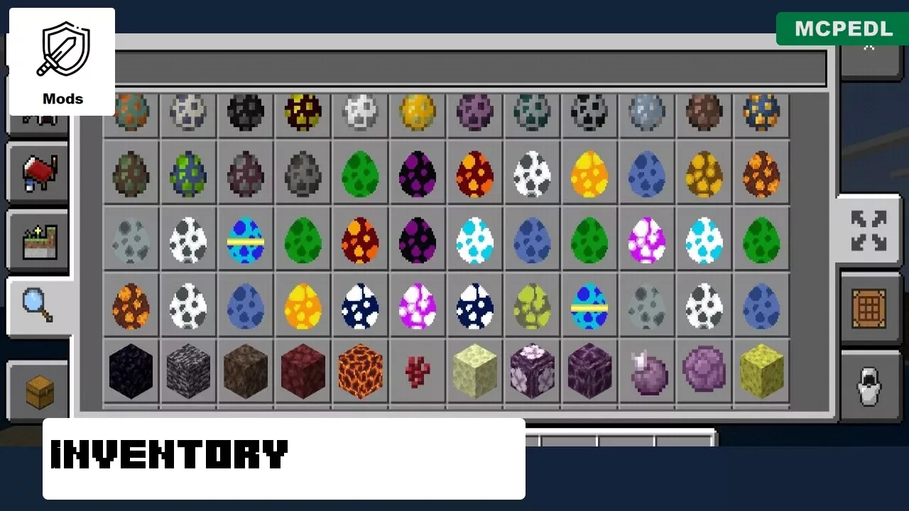 Inventory from Grow Your Dragon Mod for Minecraft PE