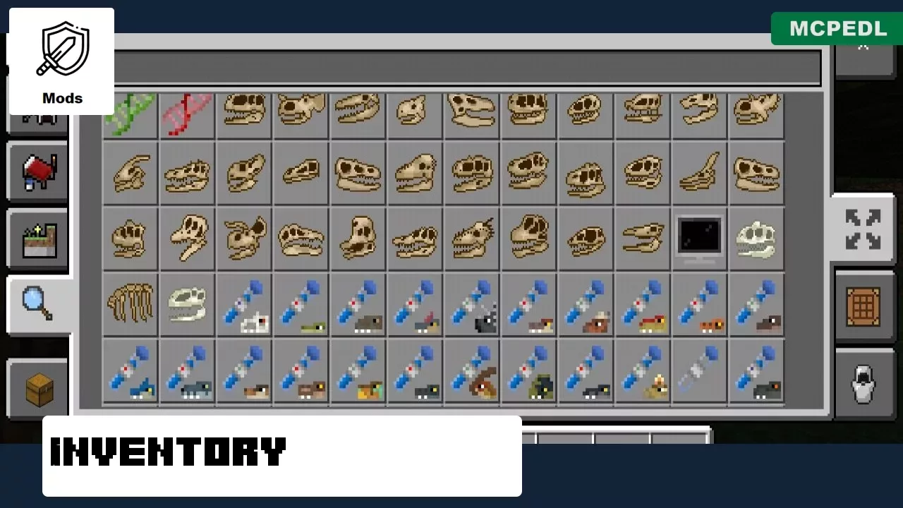 Inventory from T Rex Mod for Minecraft PE