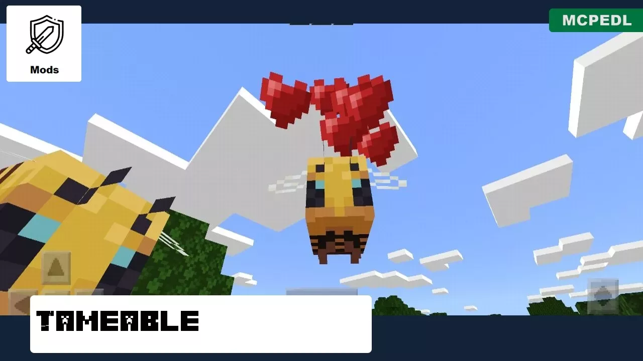 Tameable Bee from Bee Mod for Minecraft PE