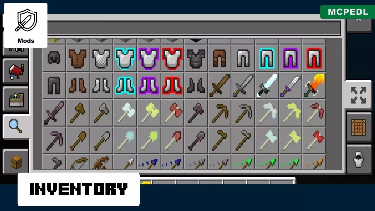 Inventory from Fire and Ice Mod for Minecraft PE