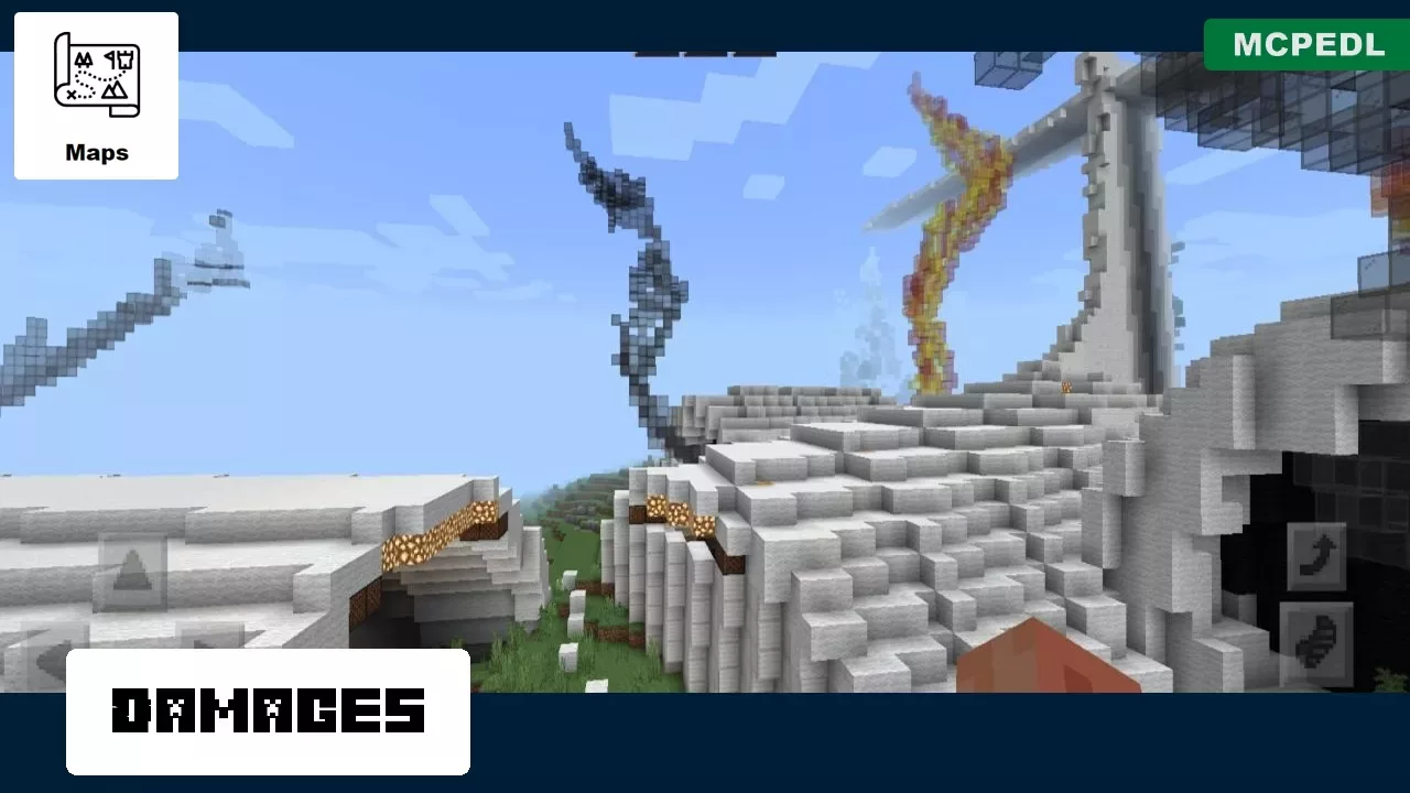 Damages from Crushed Plane Island Map for Minecraft PE