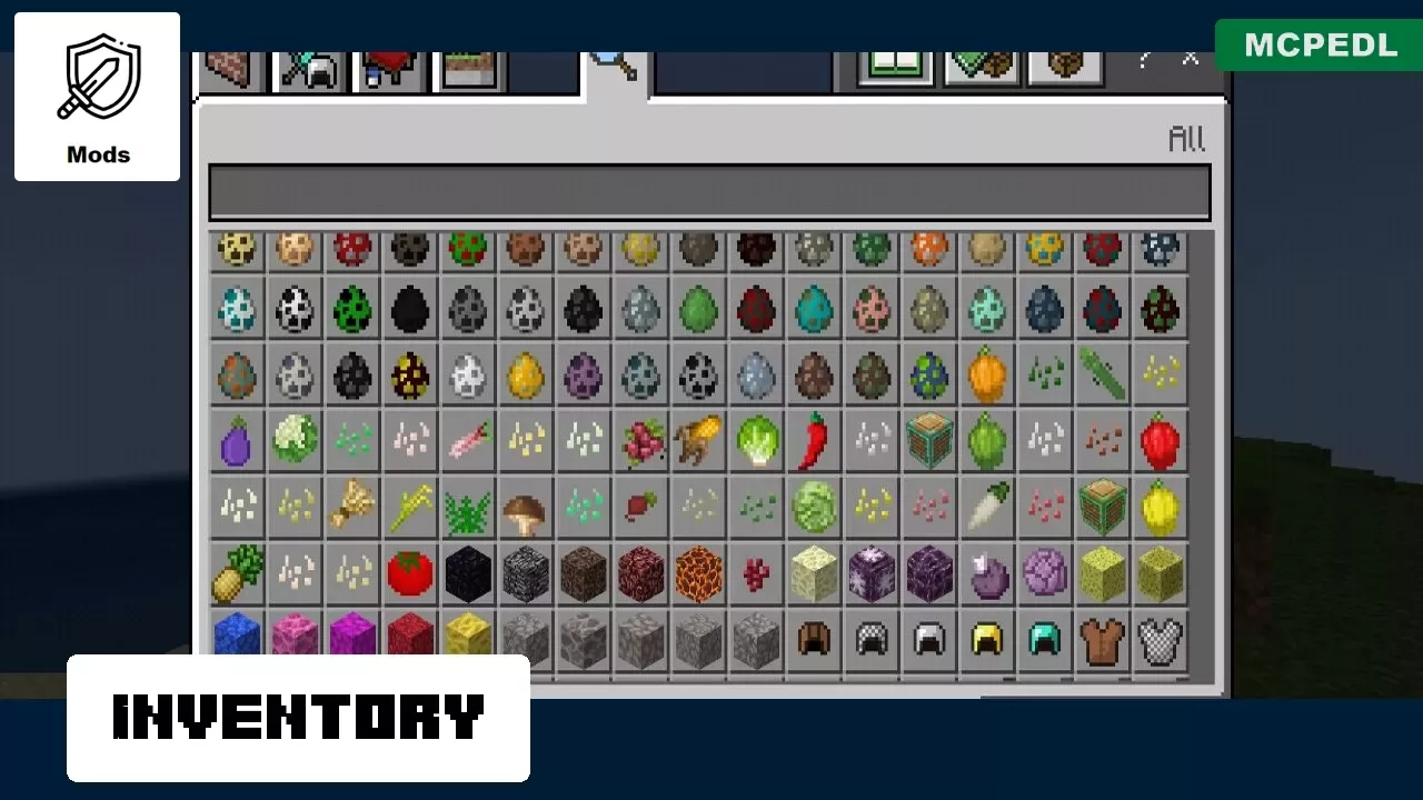 Inventory from Vegetable Mod for Minecraft PE