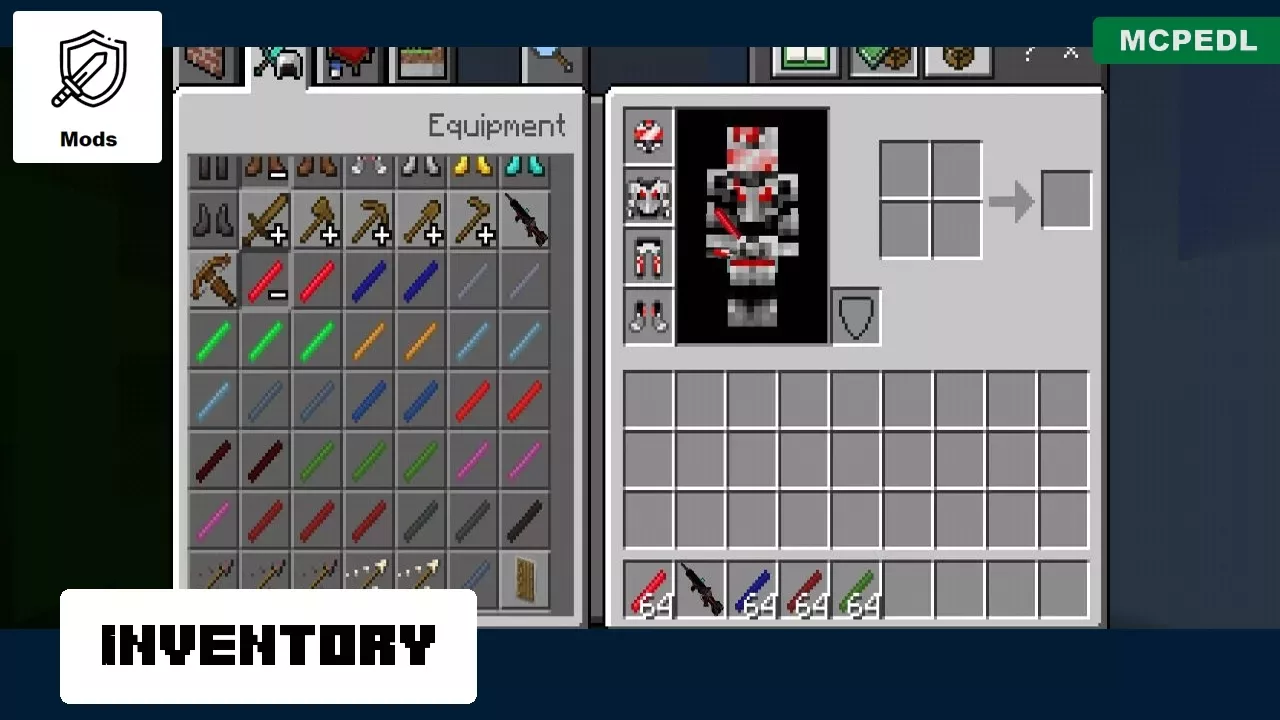 Inventory from Laser Gun Mod for Minecraft PE