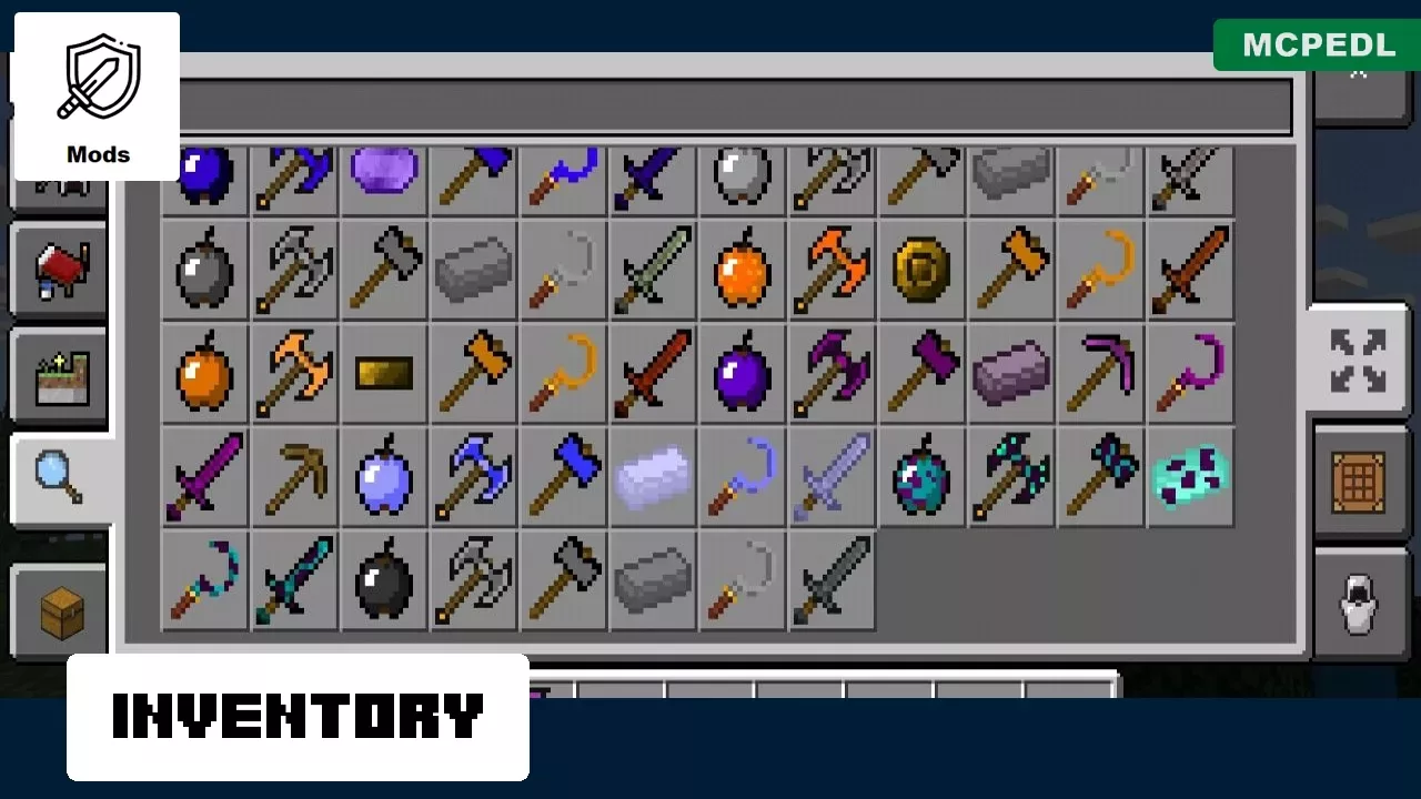 Inventory from Mines Mod for Minecraft PE