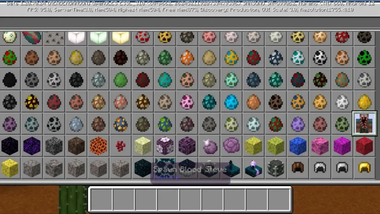 Inventory from Blood Steve Mod for Minecraft PE