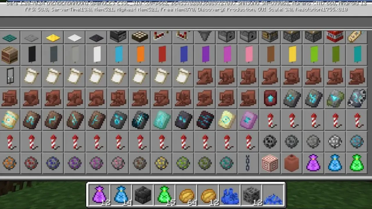 Inventory from Insane Buffed Mobs Mod for Minecraft PE