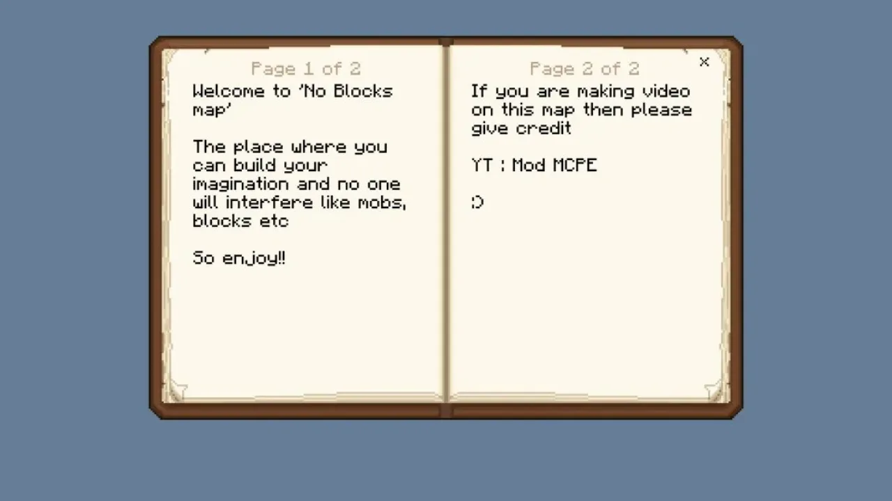 Book from No Blocks Map for Minecraft PE