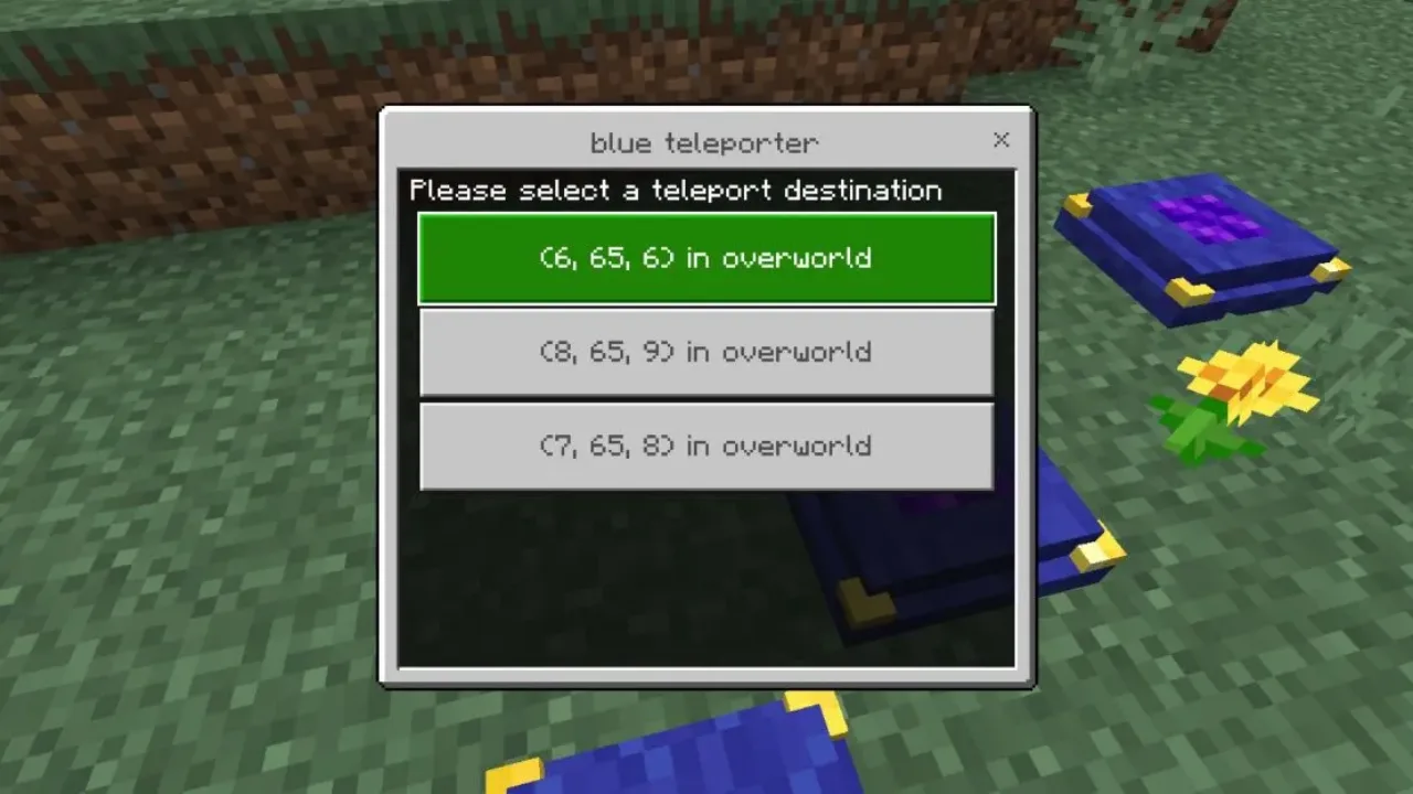 Menu from Teleporter Mod for Minecraft PE