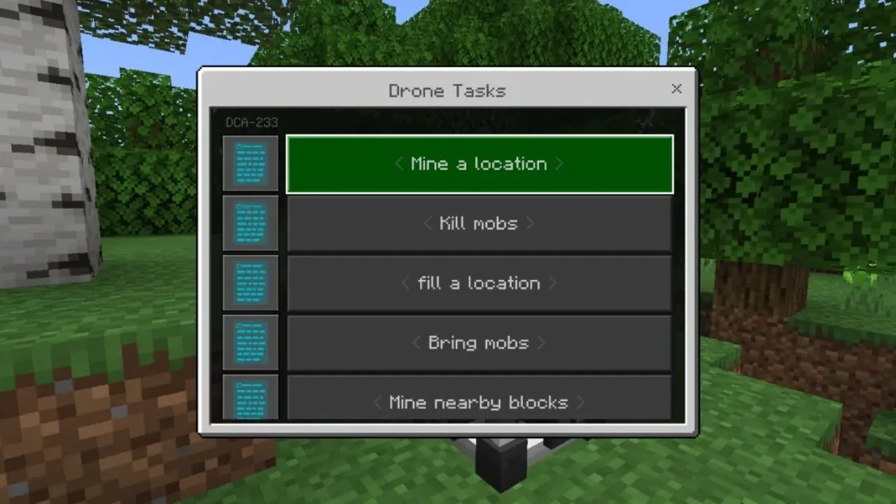 Abilities from All-Purpose Drone Mod for Minecraft PE