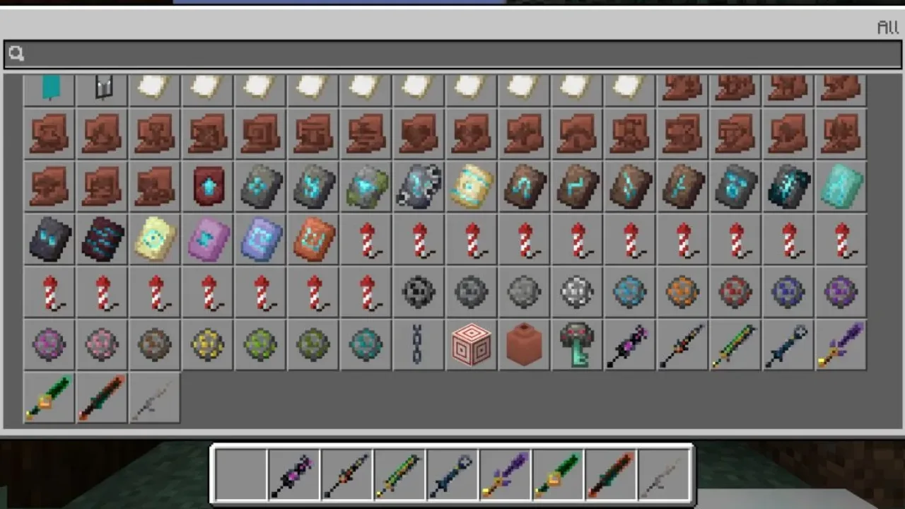 Inventory from Mistic Sword Mod for Minecraft PE